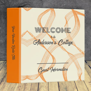 Vacation Home Rental Orange Dark Grey 3 Ring Binder