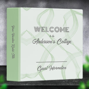 Vacation Home Rental Sage Green Gray Grey 3 Ring Binder