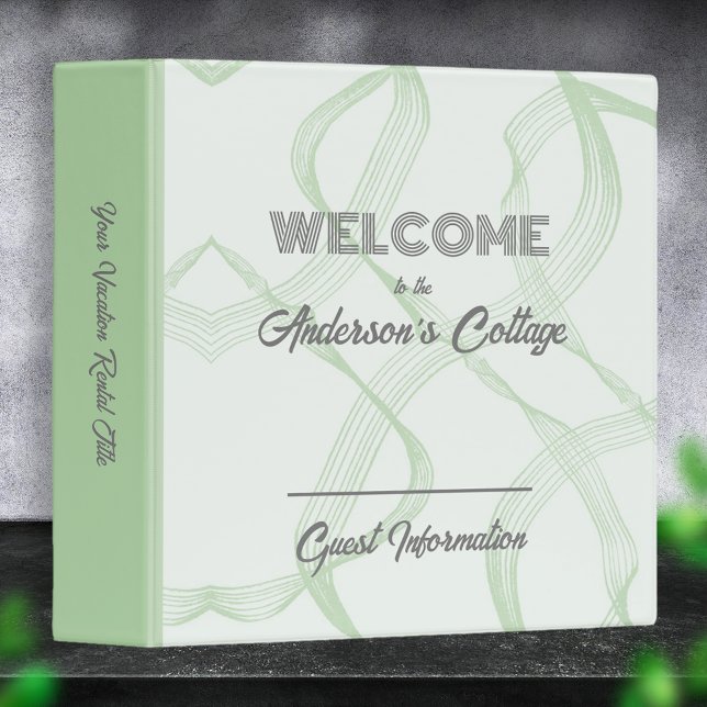 Vacation Home Rental Sage Green Gray Grey 3 Ring Binder (Creator Uploaded)