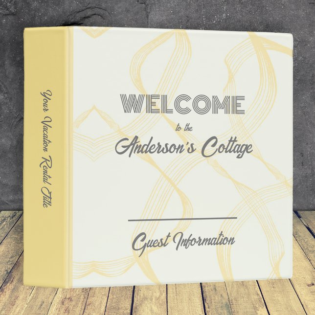 Vacation Home Rental Yellow Gray Grey 3 Ring Binder (Creator Uploaded)