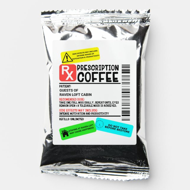 Vacation Home Short Term Rental Prescription  Coffee Drink Mix (Front)
