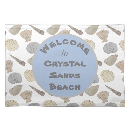 Vacation Home Watercolor Sea Shells Beach Cloth Placemat