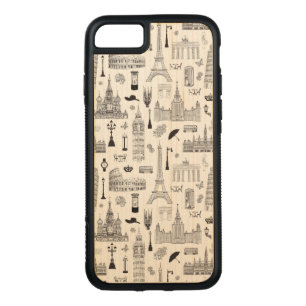 Vacation In Europe Pattern Carved iPhone 8/7 Case
