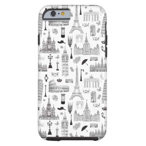 Vacation In Europe Pattern Tough iPhone 6 Case