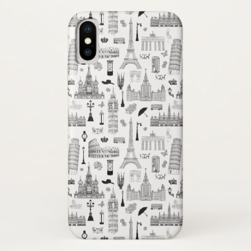 Vacation In Europe Pattern iPhone X Case