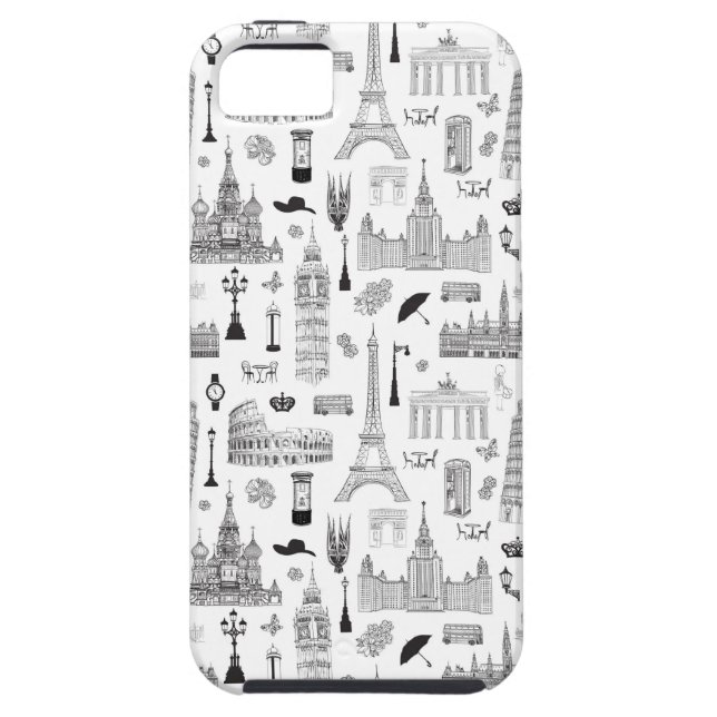 Vacation In Europe Pattern Case-Mate iPhone Case (Back)