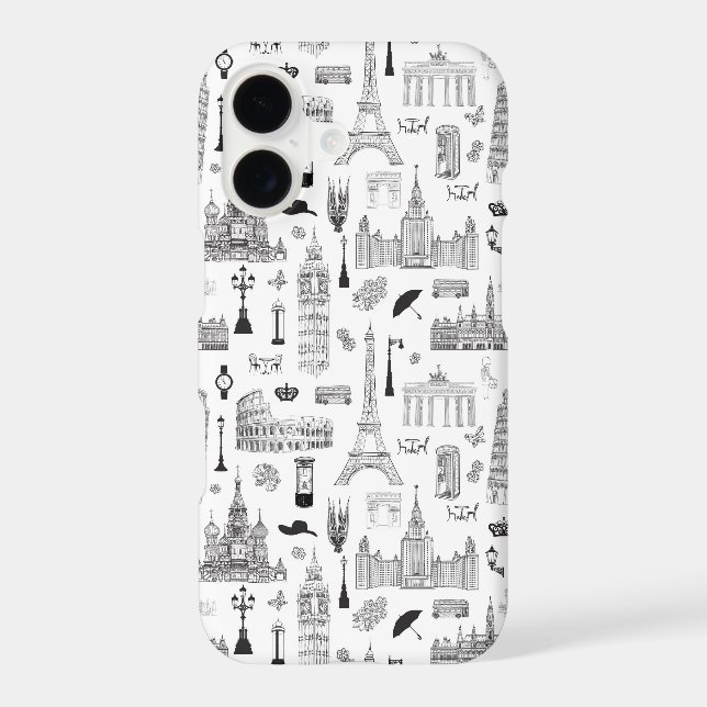 Vacation In Europe Pattern Iphone Case (Back)