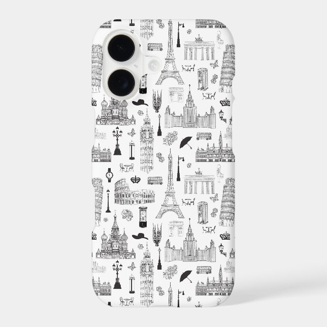 Vacation In Europe Pattern Iphone Case (Back)