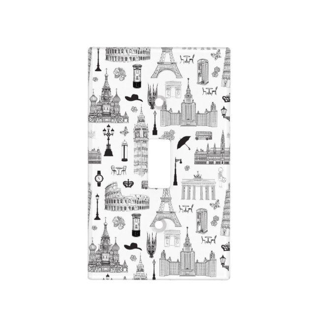Vacation In Europe Pattern Light Switch Cover (Front)