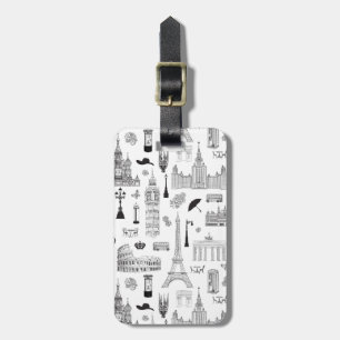 Vacation In Europe Pattern Luggage Tag