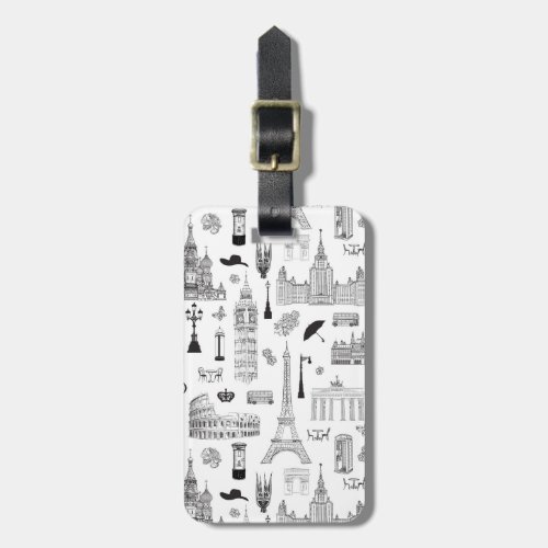 Vacation In Europe Pattern Luggage Tag