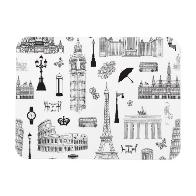 Vacation In Europe Pattern Magnet (Horizontal)