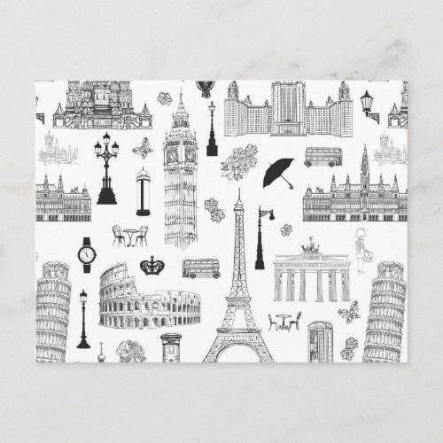 Vacation In Europe Pattern Postcard