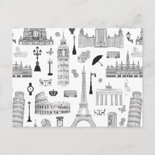 Vacation In Europe Pattern Postcard