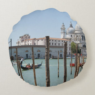 Vacation in Venice landscape round pillow