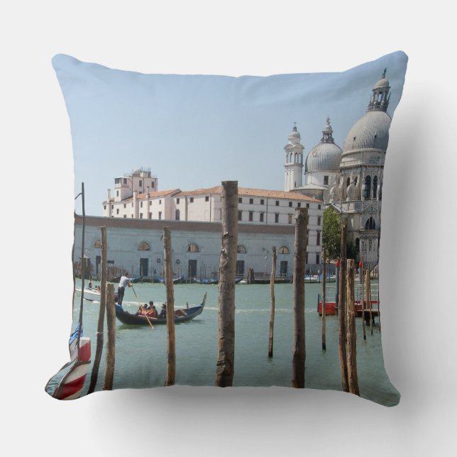 Vacation in Venice landscape throw pillow (Front)