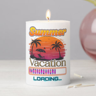 Vacation Loading Summer Sunset Beach Pillar Candle