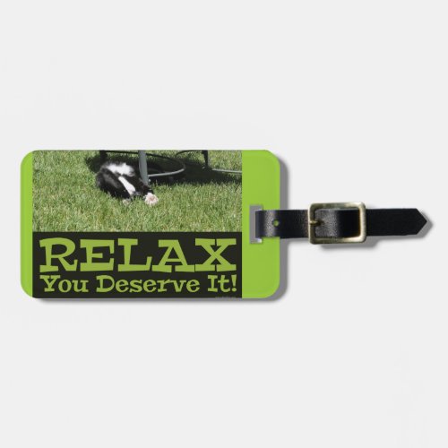 Vacation Means Relax Cat Photo Fun Motto Luggage Tag