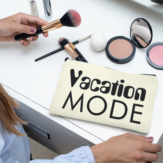 Vacation Mode Neutral Black Bold Typography  Accessory Pouch (Creator Uploaded)