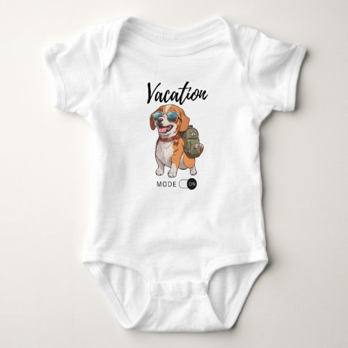 Vacation Mode ON Cute Dog Baby Bodysuit