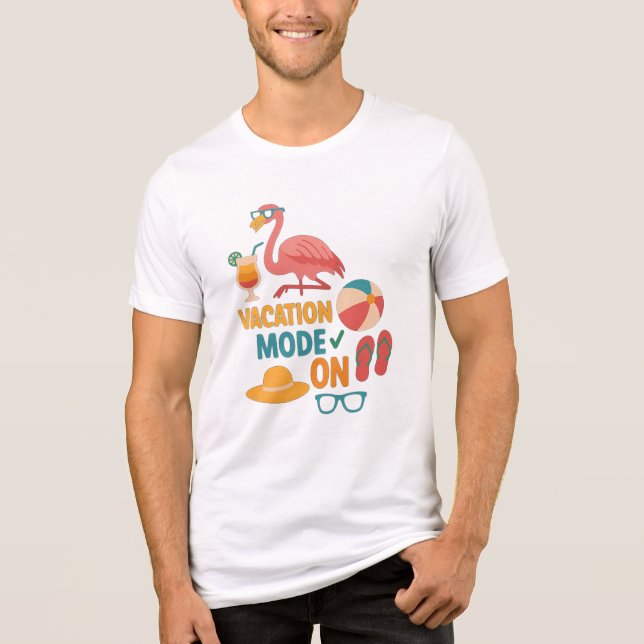 Vacation Mode On Flamingo T-Shirt – Summer Beach  Tri-Blend Shirt (Front)