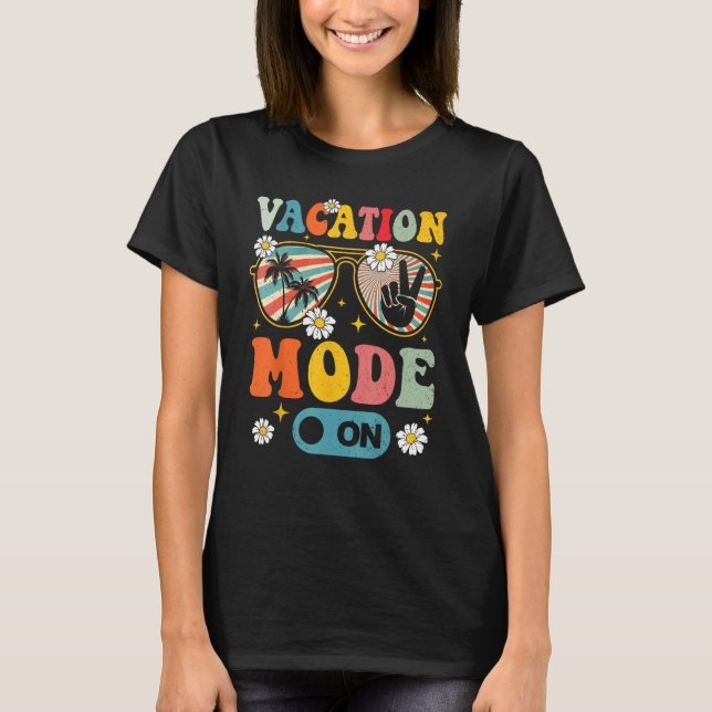 Vacation Mode On Summer  Beach Sunglasses Palm Tre T-Shirt (Front)