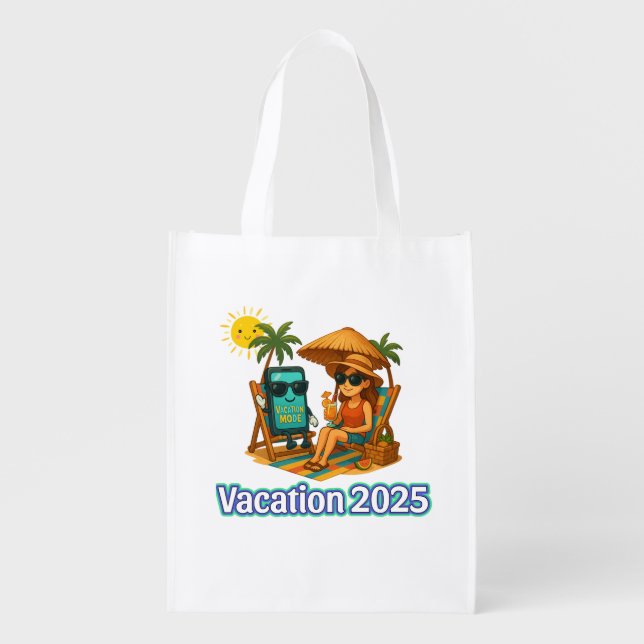 Vacation Mode Tote Bag – Fun Beach Vibes Digital A (Front)