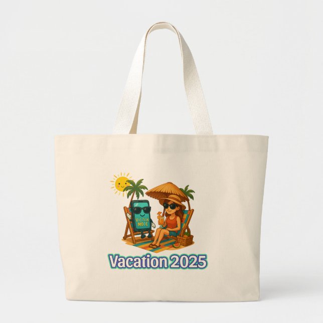 Vacation Mode Tote Bag – Fun Beach Vibes Digital A (Front)