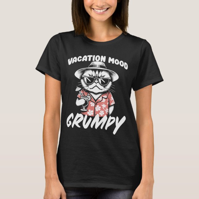 Vacation Mood Grumpy Cat T-Shirt (Front)