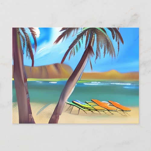 Vacation Ocean and Palm Trees  Keeping in Touch Postcard