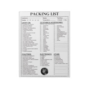 Vacation Packing List, Personalized Globe Monogram Notepad