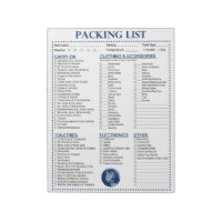 Vacation Packing List, Personalized Globe Monogram