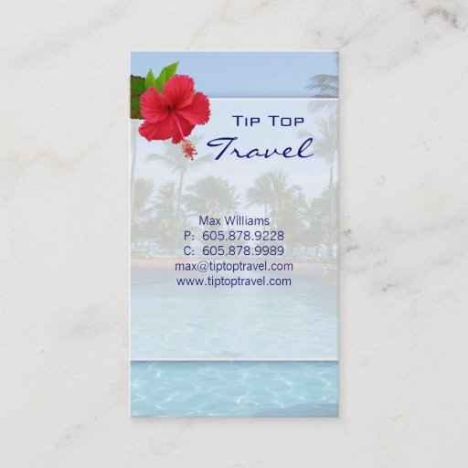 Customizable Vacation Palm Tree Hibiscus Business Card