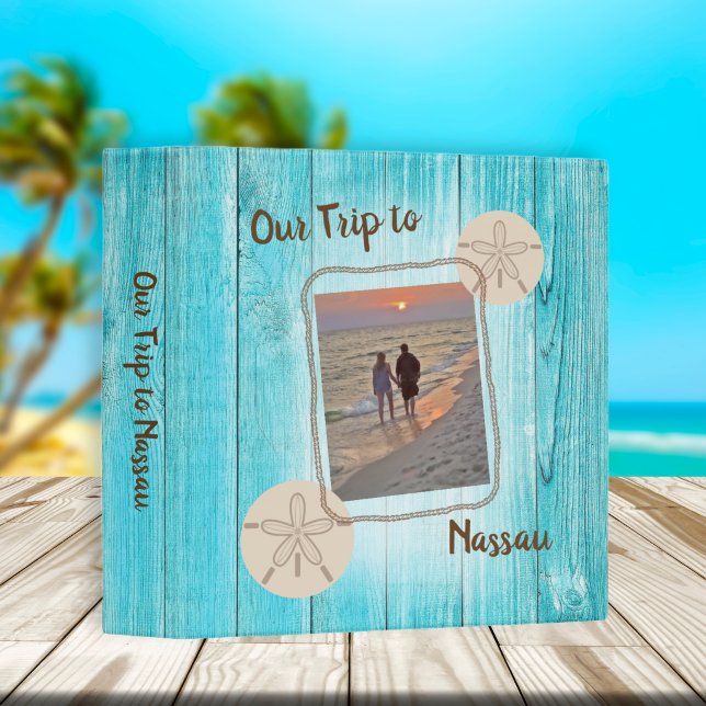 Vacation Photo Album Blue Board Sand Dollar 3 Ring Binder (Creator Uploaded)