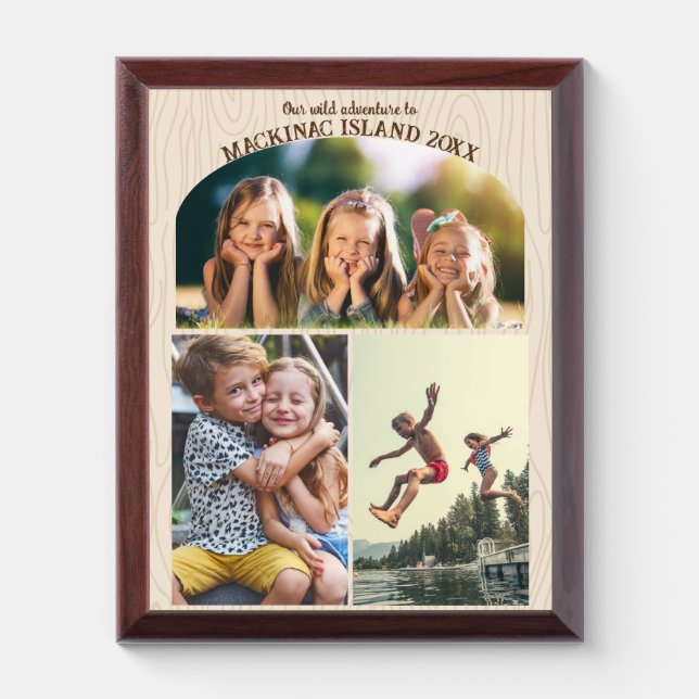 Vacation Photo Collage Family Reunion Memory Album Award Plaque (Vertical)
