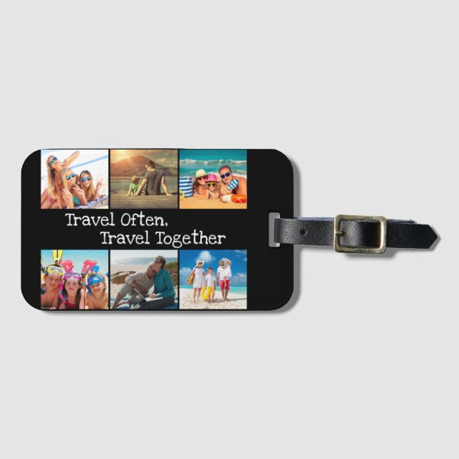 Vacation Photo Collage Travel Often Together Luggage Tag (Front Horizontal)
