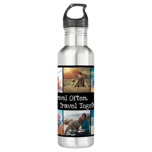 Vacation Photo Collage Travel Often Together  Stainless Steel Water Bottle