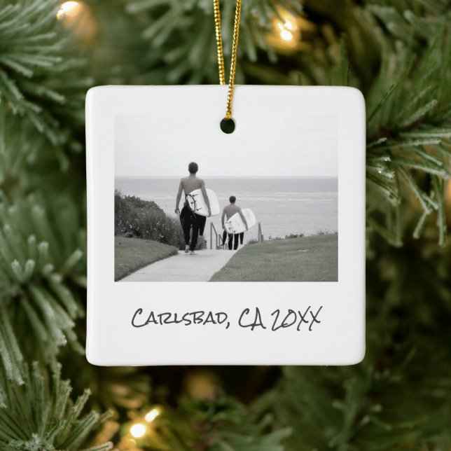 Vacation Photo Location Year Surfing Memories Ceramic Ornament (Tree)