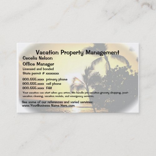 Vacation Real Estate or Property Management Business Card Templates
