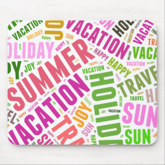 Vacation related words mouse pad