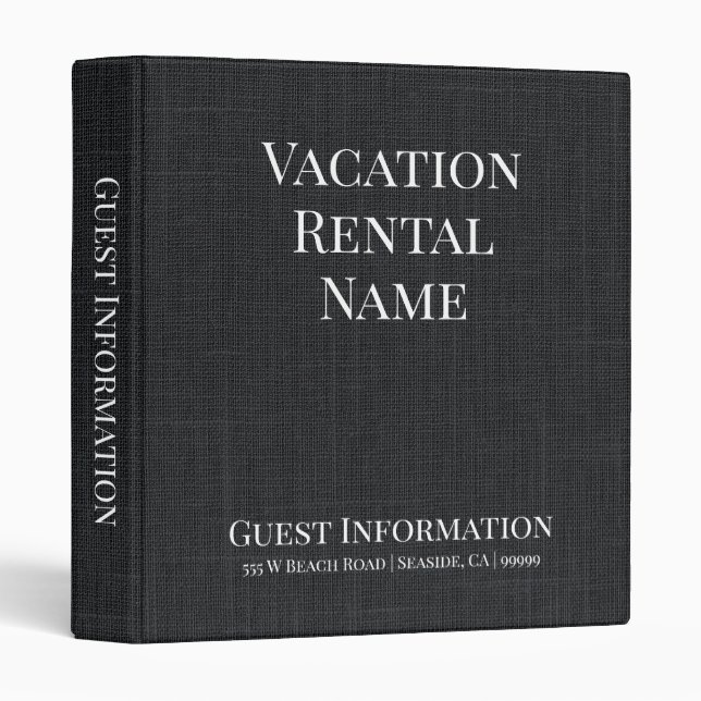 Vacation Rental Airbnb Guest Information Welcome 3 Ring Binder (Front/Spine)