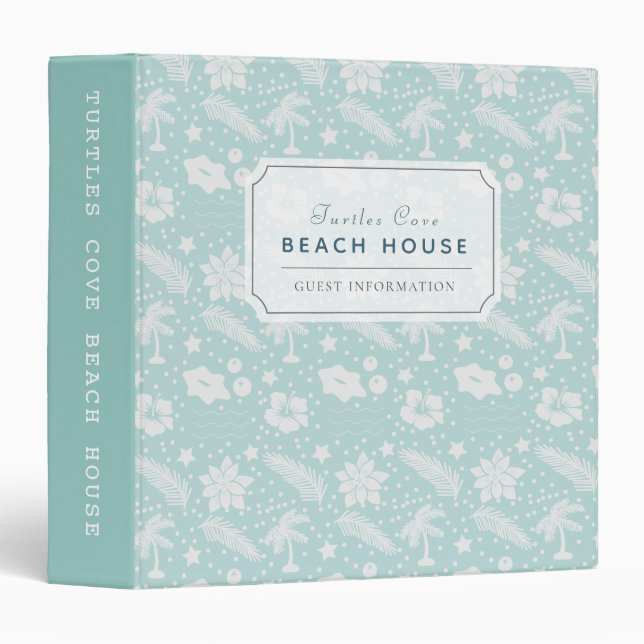 Vacation Rental Beach House Guest Information Blue 3 Ring Binder (Front/Spine)