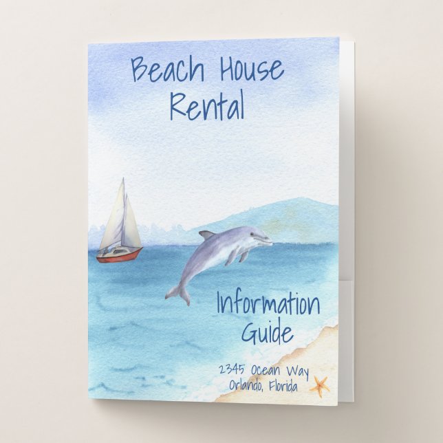Vacation Rental Beach House Guest information Pocket Folder (Front)