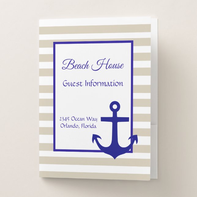Vacation Rental Beach House Guest information Pocket Folder (Front)