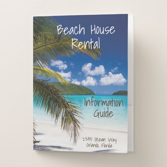 Vacation Rental Beach House Guest information Pocket Folder (Front)
