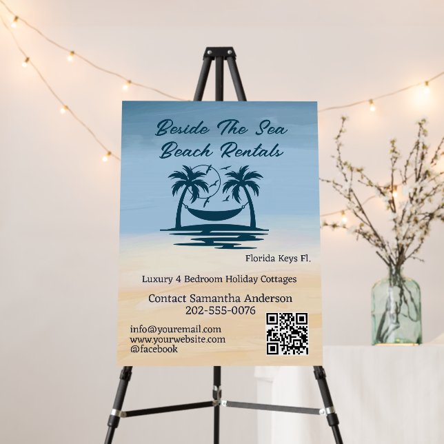 Vacation Rental Beach Palm Business Advertising Foam Board (In Situ (Stand))