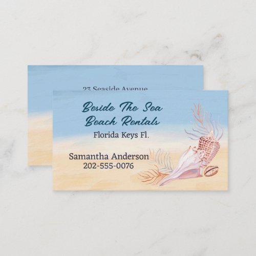 Vacation Rental Beach Seashell Business Card