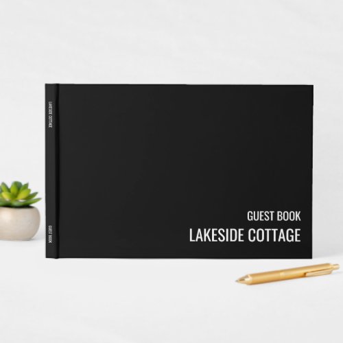 Vacation Rental Black Minimalist Modern Airbnb Guest Book