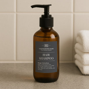 Vacation Rental Black Monogram Hair Shampoo Label
