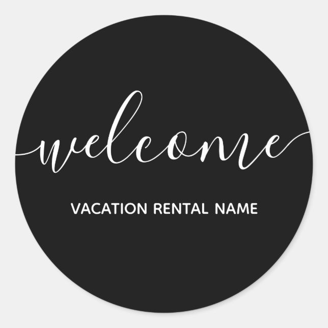 Vacation Rental Black Welcome Sticker (Front)